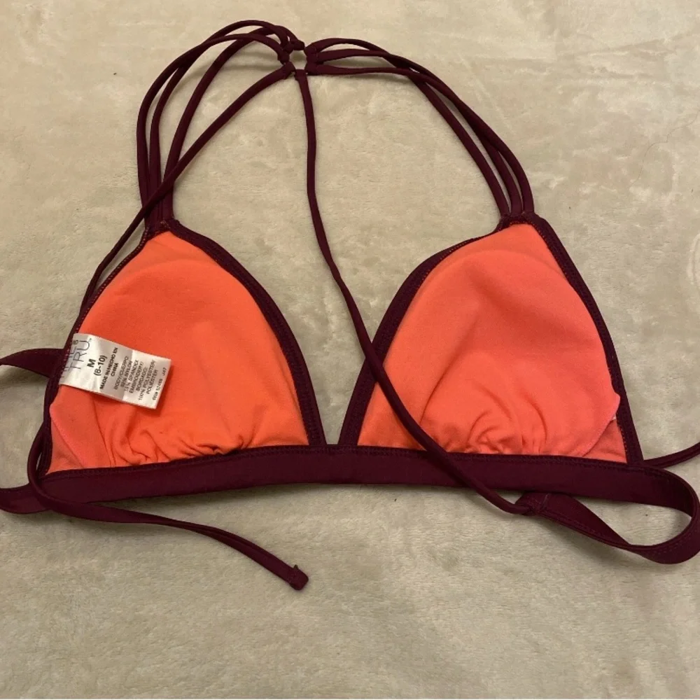 Time and Tru Burgundy Floral Bikini Top